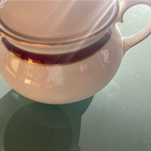 Royal Grafton Warwick design fine bone china sugar pot white burgundy gold band - Picture 7 of 7